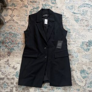 LOFT Black Sleeveless Longline Blazer Vest